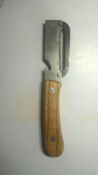 Kitchen Peeler with Wooden Handle & Bottle Opener
