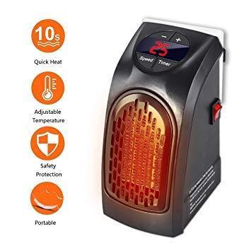 Room Heater Handy Heater for Home, Office, Camper LED Screen 400 Watts Portable Wall Heater Warmer, Mini Blower Heater for Winter